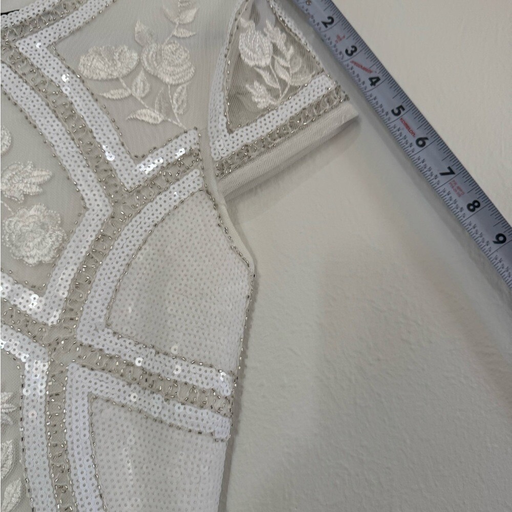 Lulus White Sequin Beaded Embroidered Bodycon Mini Dress Size‎ Small (730) - Picture 14 of 15